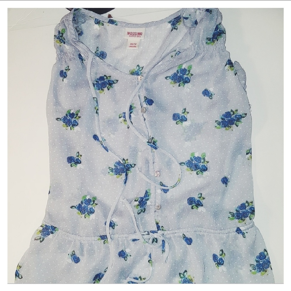 Grey, Blue, & White Floral Tank Top Mossimo Brand